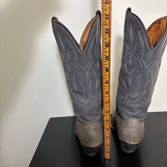 J. Chisholm Women’s Western Cowboy Boots 7M Gray Leather Made in USA Vintage - Picture 5 of 8